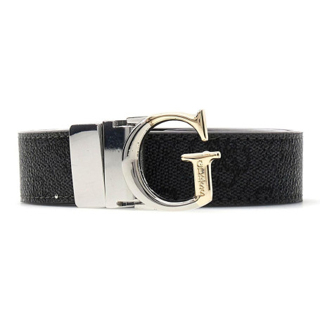 Ceinture Réversible GUESS Adjustable en Polyester - Gris Foncé