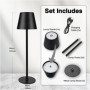 Lampe de Table LED Tactile Rechargeable MMOBIEL - Noir, 3 Températures de Couleur