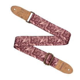 Sangle de Guitare Végétalienne Mauve Birds - Élégante et Confortable
