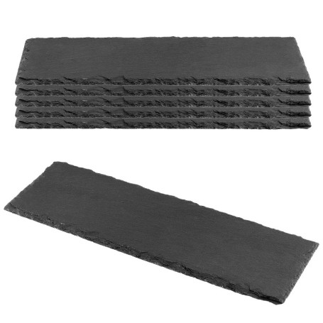 Lot de 6 Plateaux en Ardoise Naturelle pour Apéritif - 30 x 10 cm