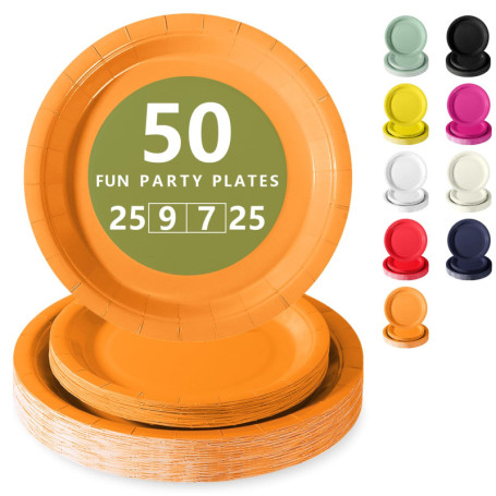 Ensemble d'Assiettes Jetables Orange pour Événements - 50 Pièces Nkaiso