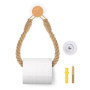 Porte-Papier en Corde de Chanvre et Bois pour Salle de Bain Italienne