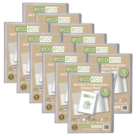 Lot de 12 Porte-Vues A4 Écologiques avec Pochettes Transparentes