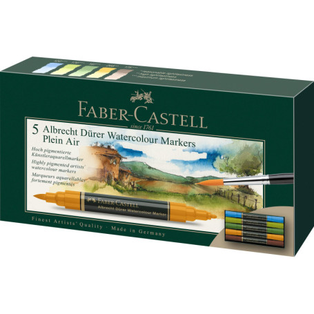 Faber-Castell Lot de 5 Marqueurs Aquarelle Albrecht Dürer avec Double Pointe