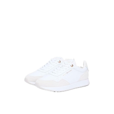Baskets Tommy Hilfiger Monogram Mix Material pour Femmes - Blanc