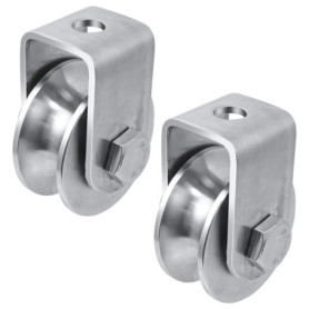 Set de 2 Poulies en Acier Inoxydable pour Levage - 48mm, Capacité 200kg