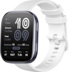 Bracelet en Silicone GIOPUEY pour Amazfit Bip 6 - Blanc, Résistant et Respirant