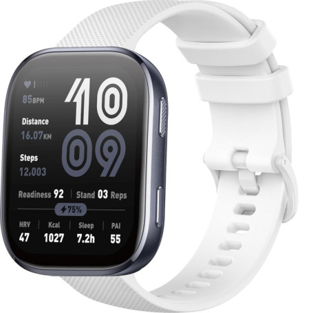 Bracelet en Silicone GIOPUEY pour Amazfit Bip 6 - Blanc, Résistant et Respirant