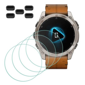 Protection Écran Verre Trempé pour Garmin fenix 8 - 51mm avec Bouchons Anti-Poussière