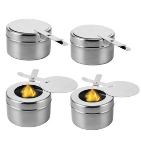 Lot de 4 Réchauds à Fondue en Acier Inoxydable avec Couvercle