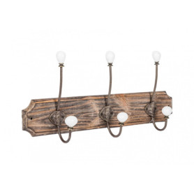 Porte-manteau mural Biscottini en bois avec 3 crochets - Design élégant et pratique