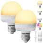 Lot de 2 Ampoules LED Rechargeables avec Télécommande E27 Multicolores