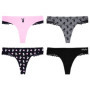 Ensemble de Sous-vêtements Playboy pour Femmes - Lot de 4 Thongs en Dentelle Rose