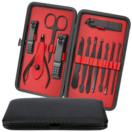 Kit de Manucure Professionnel iSOUL en Acier Inoxydable - 12 Pièces pour Hommes et Femmes