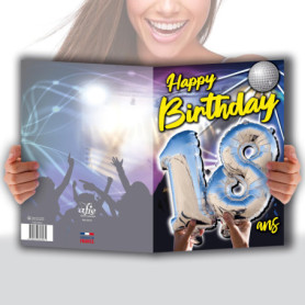 Carte Géante XXL Anniversaire 18 Ans avec Enveloppe - Ballons Argentés