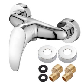 Robinet de Douche Chromé WANDGU - Mitigeur Monocommande Argenté pour Salle de Bain