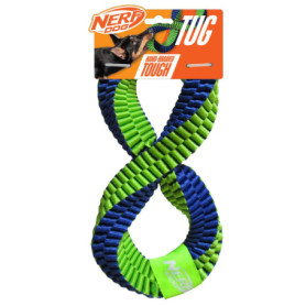 Jouet à Tirer Nerf Dog en Nylon Tressé pour Chien - 30,5 cm, Bleu/Vert