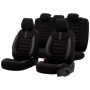 Housse de sièges universelle OtoM Limited en textile et cuir noir avec surpiqûres rouges - 11 pièces