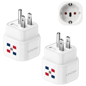 LENCENT Lot de 2 Adaptateurs de Prise de Voyage Type B - République Dominicaine