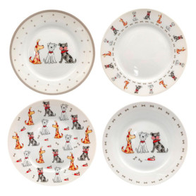 Ensemble de 4 Assiettes à Dessert en Céramique - Spotted Dog Gift Company