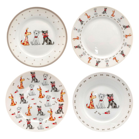 Ensemble de 4 Assiettes à Dessert en Céramique - Spotted Dog Gift Company