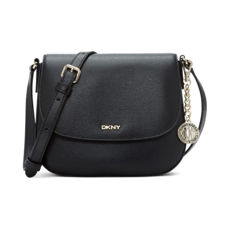 Sac à main DKNY Bryant Saddle Bag en cuir noir et doré