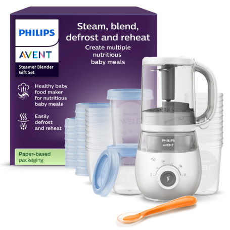 Philips Avent Robot Cuiseur-Vapeur et Mixeur 4 en 1 - Coffret Cadeau Pratique pour Bébé