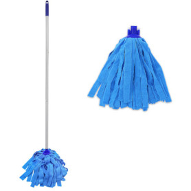 Balai Serpillère Microfibre Bleu avec 2 Têtes Interchangeables