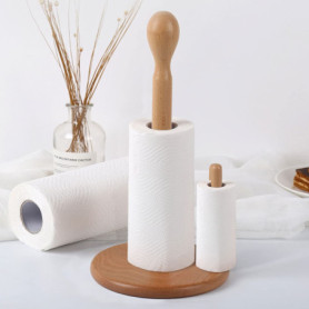 Porte-Rouleau Essuie-Tout en Bois - Support Vertical Pratique