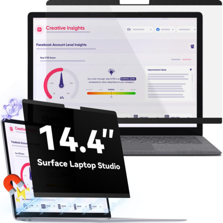 Filtre de confidentialité magnétique pour Microsoft Surface Laptop Studio 14,4" - Protection anti-éblouissement