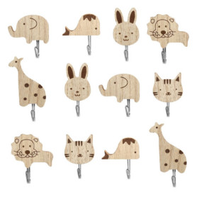 Crochets Muraux Animaux en Bois - 12 Patères Mignonnes pour Décoration Intérieure