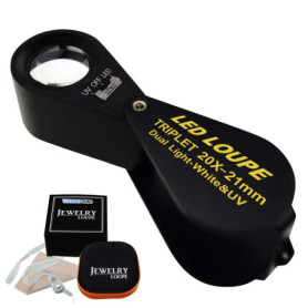 Loupe LED Professionnelle 20x avec Éclairage pour Bijoux et Timbres