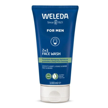 Gel Nettoyant 2en1 Visage et Barbe Homme - Weleda - 100 ml