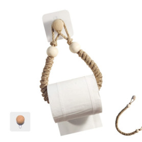Porte Papier Toilette Vintage en Corde de Chanvre - Sans Perçage
