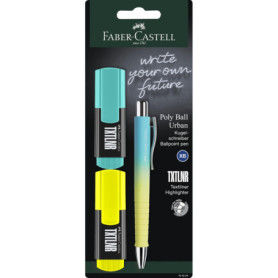 Set d'écriture Faber-Castell TXTLNR et stylo Poly Ball - Jaune et Turquoise