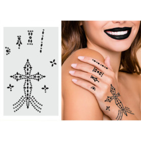 Bijou Adhésif Noir avec Croix pour Déguisement Halloween