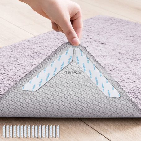 Tapis Antidérapant Réutilisable - 16 Pcs Grippers pour Planchers en Bois