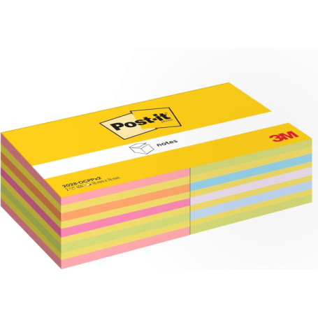 Cube de Notes Autocollantes Post-it - 2 Blocs de Couleurs Assorties