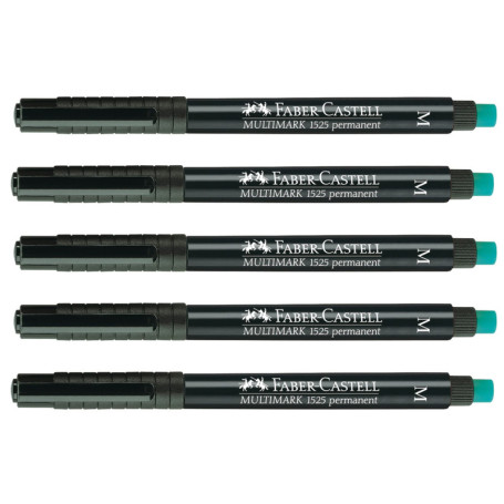 Faber-Castell Multimarker Permanent Noir - Lot de 5 Marqueurs Effaçables