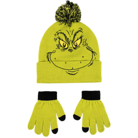 Ensemble Bonnet et Gants The Grinch pour Enfant - Protection Contre le Froid