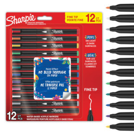 Sharpie Lot de 12 Marqueurs Acryliques Créatifs - Encre à Base d'Eau