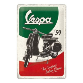 Plaque Vintage Vespa en Métal - Décoration Rétro pour Fans de Scooters