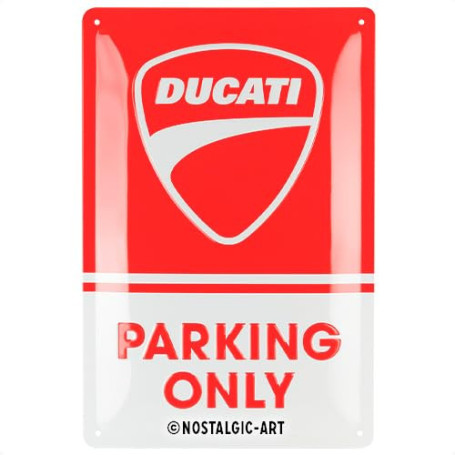 Plaque Rétro Ducati - Parking Only en Métal 20x30 cm - Idée Cadeau pour Motards