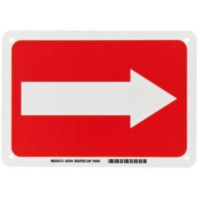 Panneau de Signalisation Sortie et Direction Rouge sur Blanc - Brady 25,4 x 17,8 cm