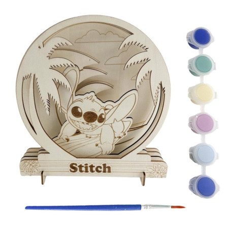 Set de Figurines Colorées en Bois Stitch à Peindre pour Enfants