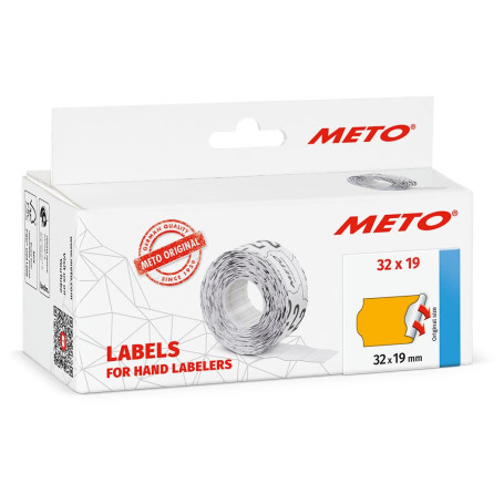 Étiquettes adhésives Meto 32x19 mm en papier orange fluo - 5000 unités
