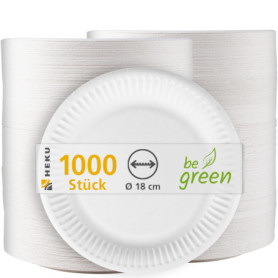 Heku Lot de 1000 Assiettes en Carton Écologiques Ø 18 cm