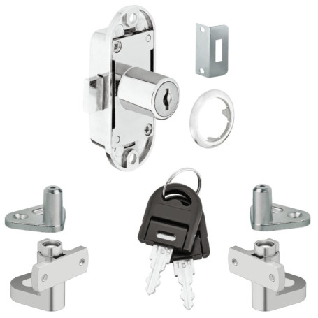 Serrure Espagnolette Vintage avec Clé Pliante - Kit Complet pour Meubles