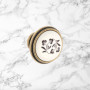 Lot de 2 Boutons de Tiroir Vintage en Porcelaine et Laiton - Motif Fleur