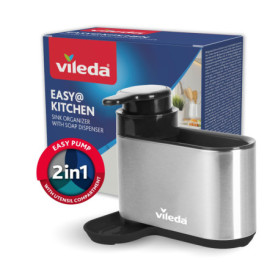 Organisateur d'Évier Vileda avec Distributeur de Savon en Acier Inoxydable